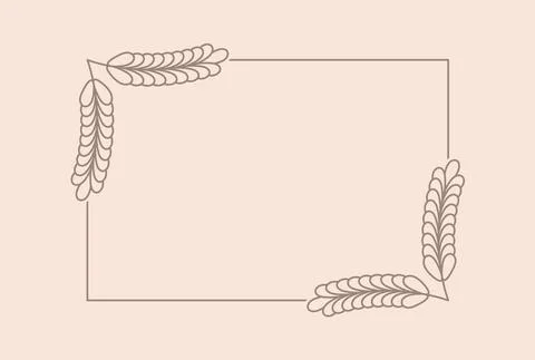 Plant branch in a rectangular frame, with place for text for posters, cards, Illustrazione stock