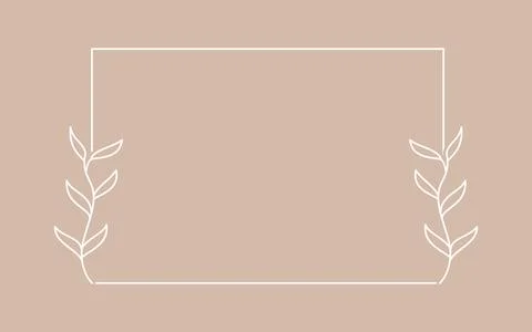 Plant branch in a rectangular frame, with place for text for posters, cards, Illustrazione stock