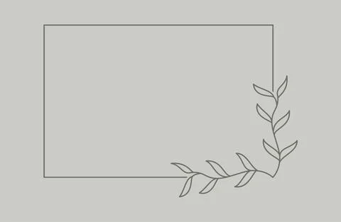 Plant branch in a rectangular frame, with place for text for posters, cards, Stock Illustration