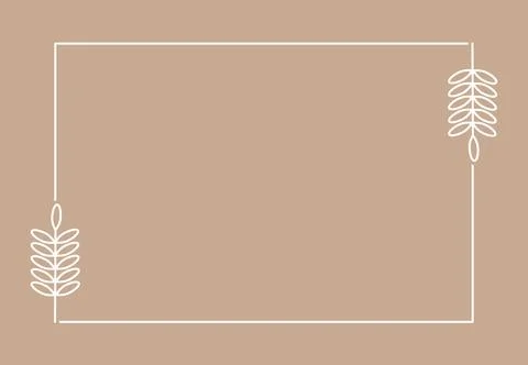 Plant branch in a rectangular frame, with place for text for posters, cards, Stock Illustration