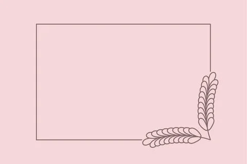 Plant branch in a rectangular frame, with place for text for posters, cards, Stock Illustration