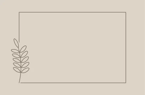 Plant branch in a rectangular frame, with place for text for posters, cards, Stock Illustration