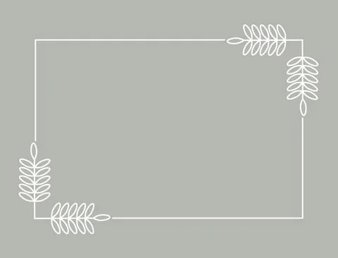 Plant branch in a rectangular frame, with place for text for posters, cards, Illustrazione stock