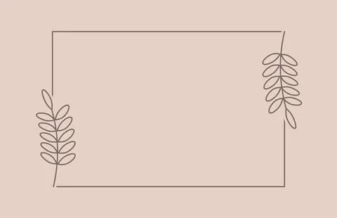 Plant branch in a rectangular frame, with place for text for posters Illustrazione stock