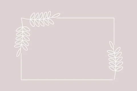 Plant branch in a rectangular frame, with place for text for posters, cards, Illustrazione stock