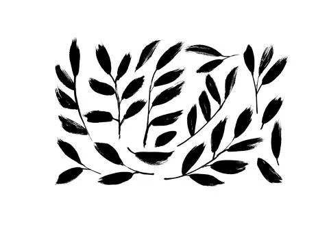 Plant branches with black leaves vector set. Stock Illustration