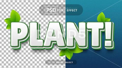 Plant cartoon text effect editable Modello PSD