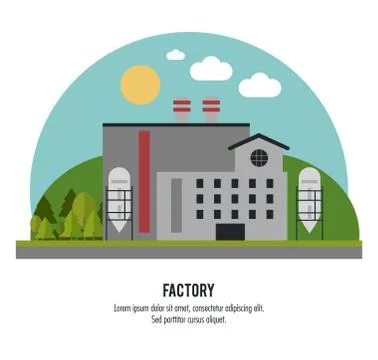 Plant circle trees sun chimney factory icon. Vector graphic Illustrazione stock