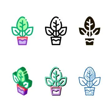 Plant clean in pot icon vector outline Stock Illustration