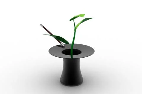 Plant come out from the magic hat Free Stock Illustration