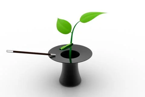 Plant come out from the magic hat Free Stock Illustration