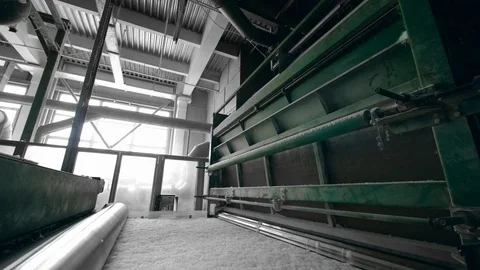 Plant conveyor presses white polyester fiber. Stock Footage 107908167