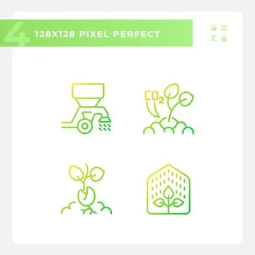 Plant development gradient linear vector icons set Stock Illustration