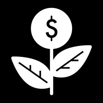 Plant with dollar vector icon. Black and white money tree illustration. Solid 스톡 일러스트