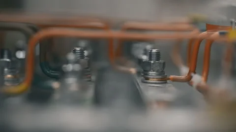 Plant electrician builder engineers at work installing inside cable  hand Stock Footage 57522502