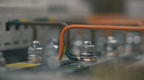 Plant electrician builder engineers at work installing inside cable with a Vidéo 57522520