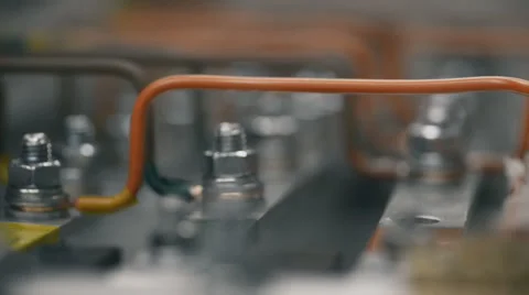 Plant electrician builder engineers at work installing cable hand  tighten the Stock Footage 57522575