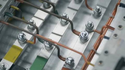 Plant electrician builder engineers at work installing cable with a pneumatic Stock Footage 57522602