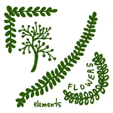 Plant elements are isolated on a white background. 库存插图
