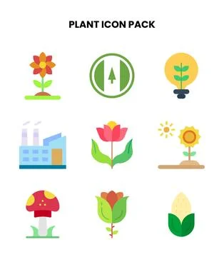 Plant Flat Vector Icons Pack Stock Illustration
