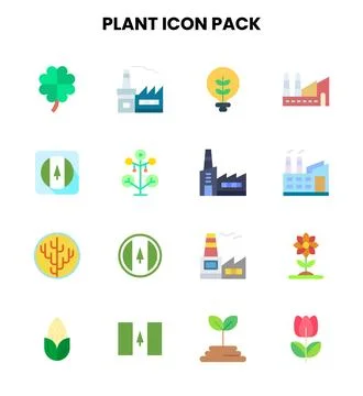 Plant Flat Vector Icons Pack Stock Illustration