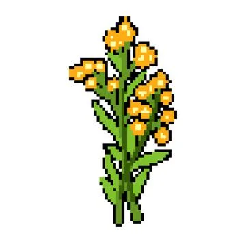 Plant flower branch pixel art vector illustration Stock Illustration