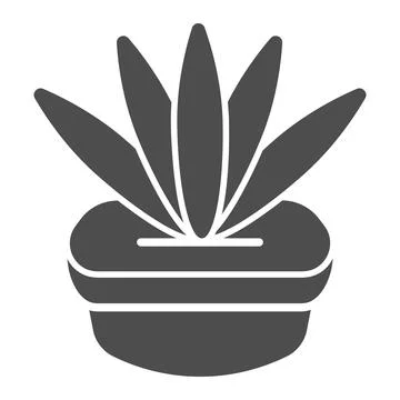 Plant in flowerpot solid icon, Mother day concept, Flower sign on white Stock Illustration