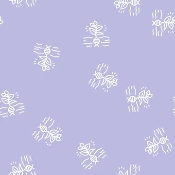 Plant genetic line seamless pattern flat Illustrazione stock
