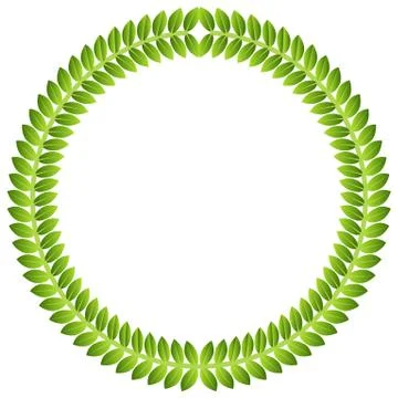 Plant Green Leaf Border Frame Round Circle Pattern 스톡 일러스트