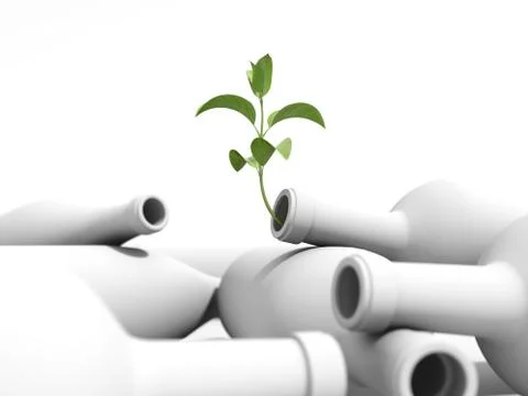 Plant growing in a bottle in a dump Stock Illustration