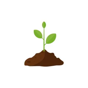 Plant growing in brown ground vector 스톡 일러스트