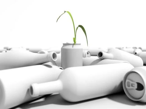 Plant growing in a can in a dump Stock Illustration
