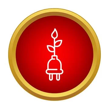 Plant growing from electrical plug symbolizing green energy Stock Illustration