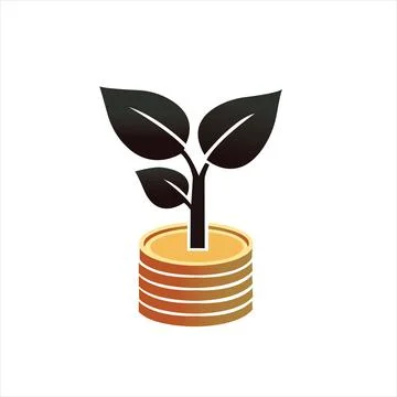 A plant is growing out of a stack of coins. Stock Illustration