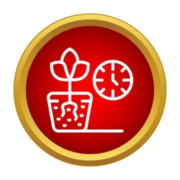 Plant growing in pot with clock icon イラスト素材