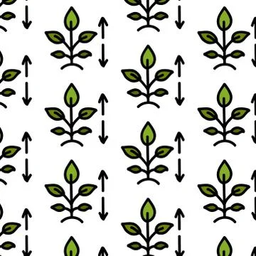 Plant growth seamless doodle pattern, vector color illustration Stock Illustration