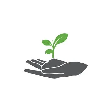 Plant in hand flat icon Stock Illustration
