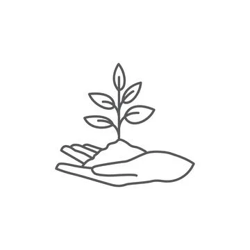 Plant in hand flat icon Stock Illustration
