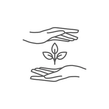 Plant in hand flat icon Stock Illustration