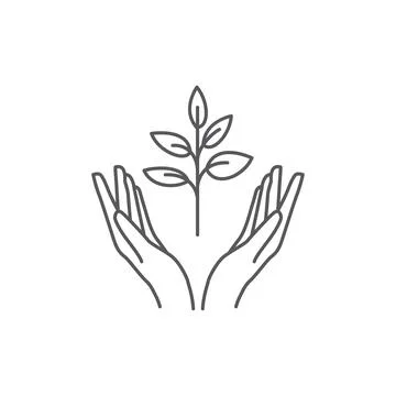 Plant in hand flat icon Stock Illustration