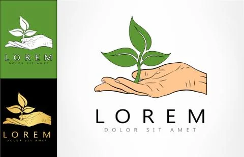 Plant in hand logo Stock-Illustration
