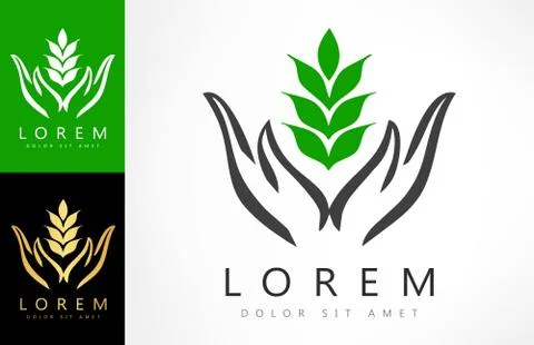 Plant in hand logo Stock Illustration