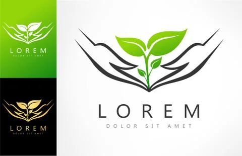 Plant in hand logo Stock Illustration