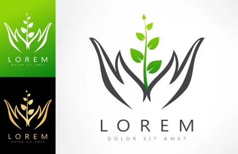 Plant in hand logo Stock Illustration