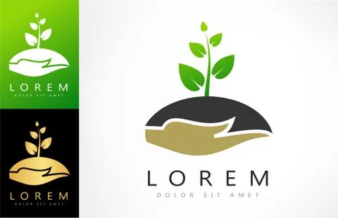 Plant in hand logo Stock Illustration