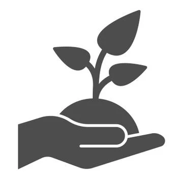 Plant in hand solid icon. Sprout in hand vector illustration isolated on white イラスト素材