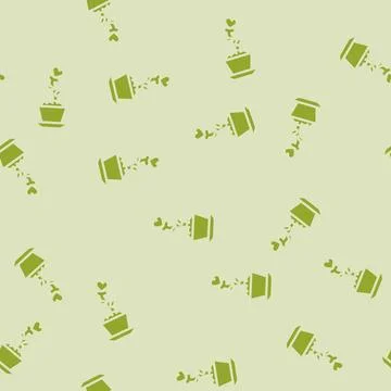 Plant heart grow glyph vector seamless pattern Stockillustratie