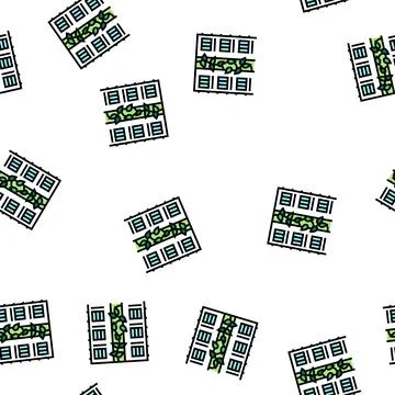 Plant on house wall vector seamless pattern Stock Illustration