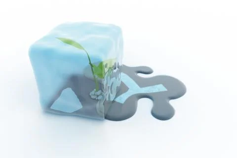 Plant in ice cube Stock Illustration