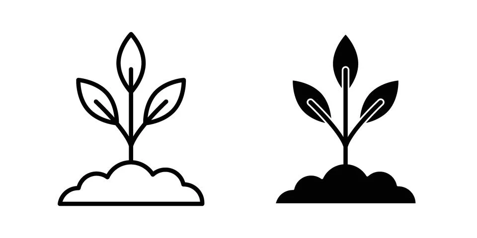Plant icon set. Vector EPS 10 Stock Illustration